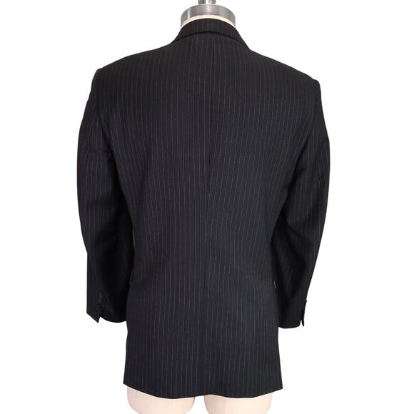 Ungaro Homme Sport Coat Mens 42R Wool Black Pinstripe Jacket Blazer 3 Button - Picture 2 of 13